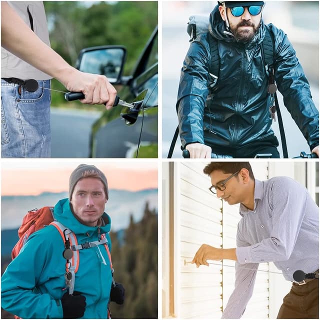 Thumbnail 6 de Vicloon portachiavi retrattile con moschettone in metallo (2 pezzi) e cavo d’acciaio da 60 cm