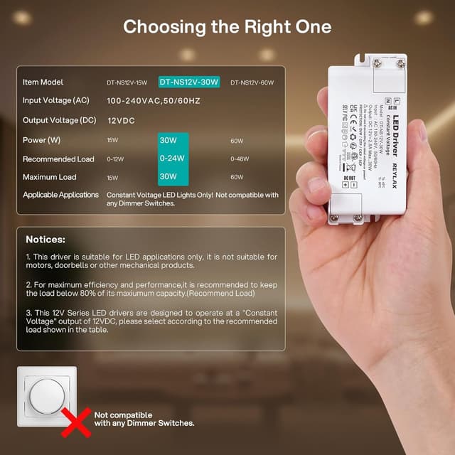 Thumbnail 1 de REYLAX 12V constant voltage LED driver 30W