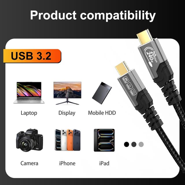 Thumbnail 6 de ZIKNYDO USB C to USB C cable 5m, 20Gbps