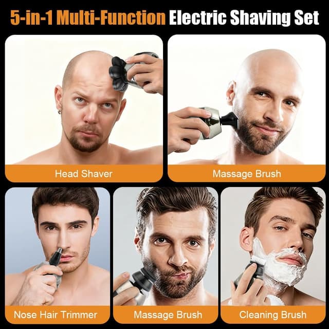 Detalle de LOPHE Rasoir 5 en 1 Tête Chauve Homme 7D (sans fil, Type-C, IPX6) avec écran LED