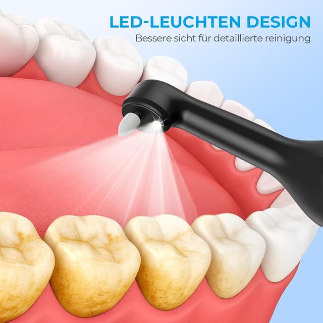Detalle de Zahnsteinentferner Zahnaufhellungsset „Professionell“ mit Zahnpolierer, 5 Modi und LED (5 Köpfe, Type-C, IPX7)