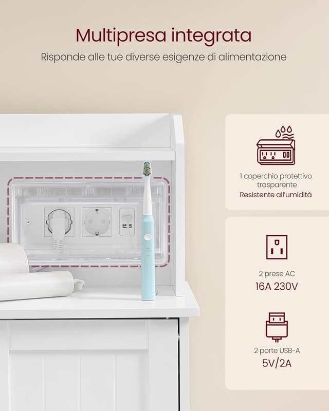 Detalle 2 de VASAGLE BBC775W03 mobile bagno 100 cm