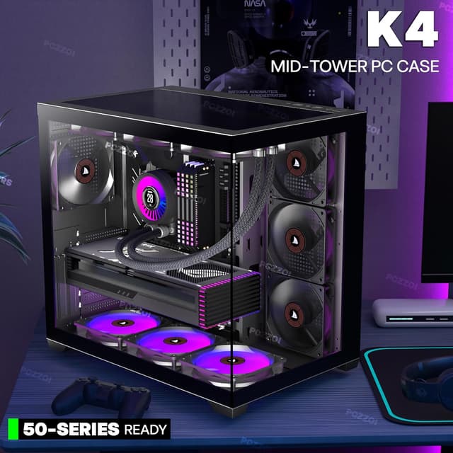 Thumbnail 1 de PCZZOI ATX Case 4 Fans