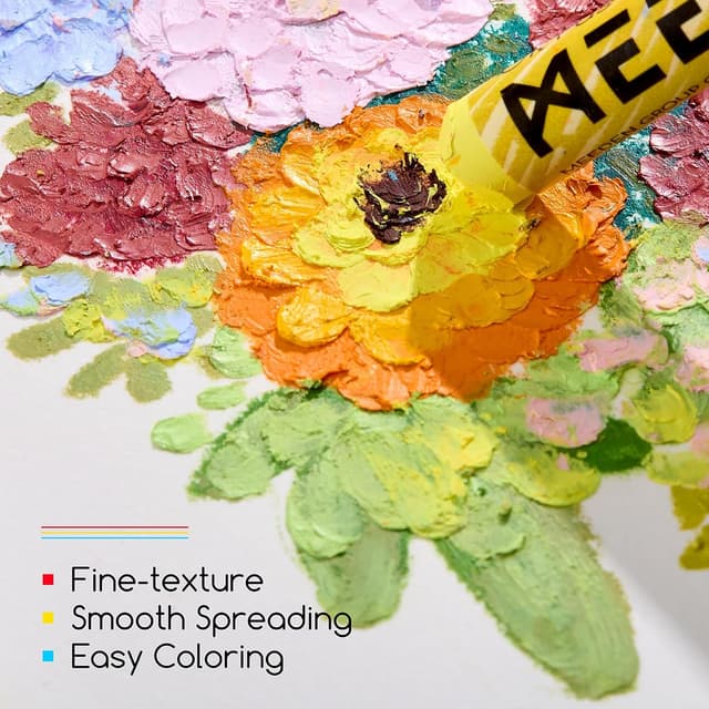 Detalle de MEEDEN Soft Oil Pastels Set (144 Vibrant Colours) for Blending, Layering and Shading