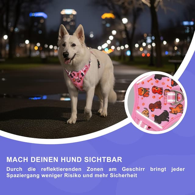 Detalle 2 de Harnais anti-traction Reichstadt Pets pour chien – réglable avec poignée et bandes réfléchissantes (modèle 25RSP083 Puppy S)