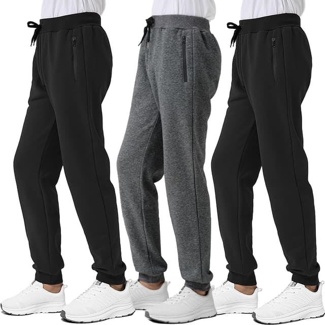 Thumbnail 6 de 3 Pack Boys Fleece Sweatpants Athletic Joggers with Zipper Pockets