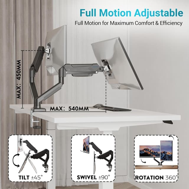 Thumbnail 4 de BONTEC Dual Monitor Stand 9KG