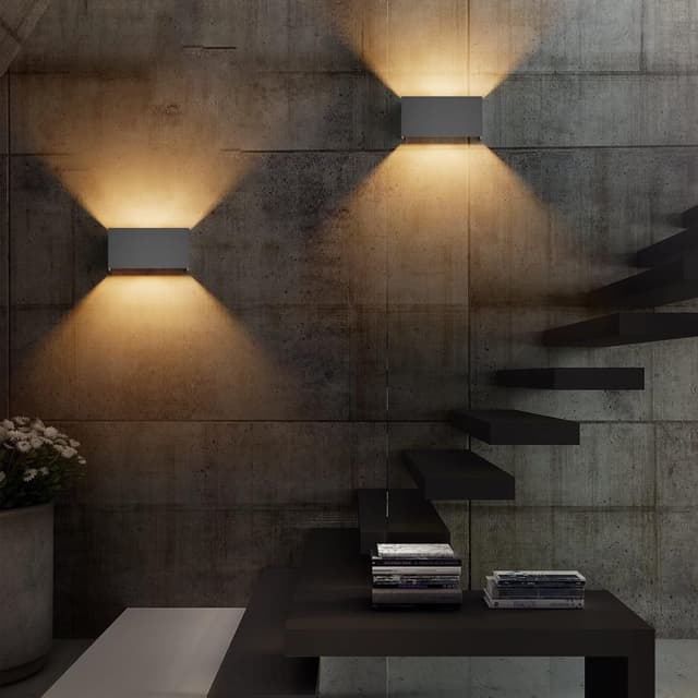 Detalle de Klighten 2er-Set LED-Wandleuchten (G9, 18 W) mit einstellbarem Abstrahlwinkel, IP54, dunkelgrau