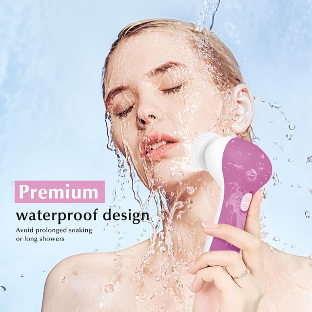 Detalle de COSLUS Facial Cleansing Brush (Silicone Face Scrubber) 2-in-1 Rotating Waterproof Exfoliating Device