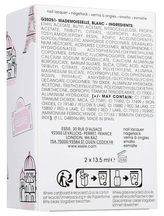 Detalle de essie Nailart Set French Maniküre (Nr. 01 weiß, Nr. 13 „Mademoiselle“) – 2 Lacke für den French-Look