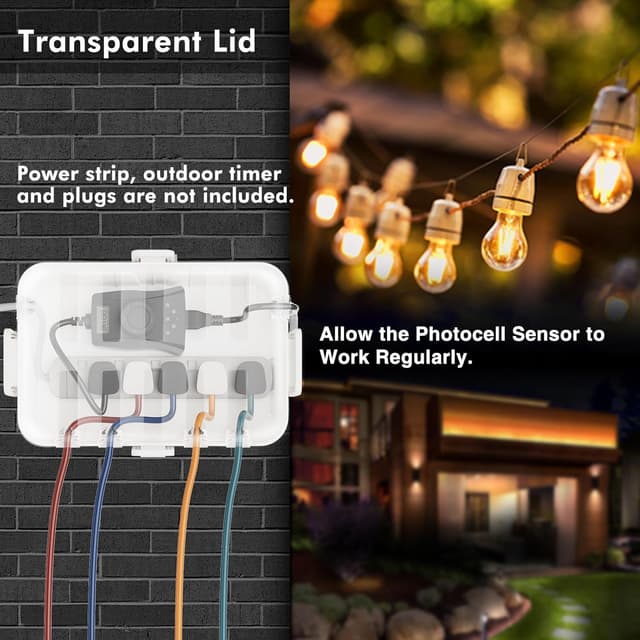 Detalle de RESTMO Large Outdoor Electrical Box with Transparent Lid (IP54) for Photocell Timer & Power Connections