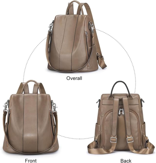 Detalle 2 de S-ZONE Women’s Backpack (leather, 9.7 inch tablet-ready) — daypack with convertible strap