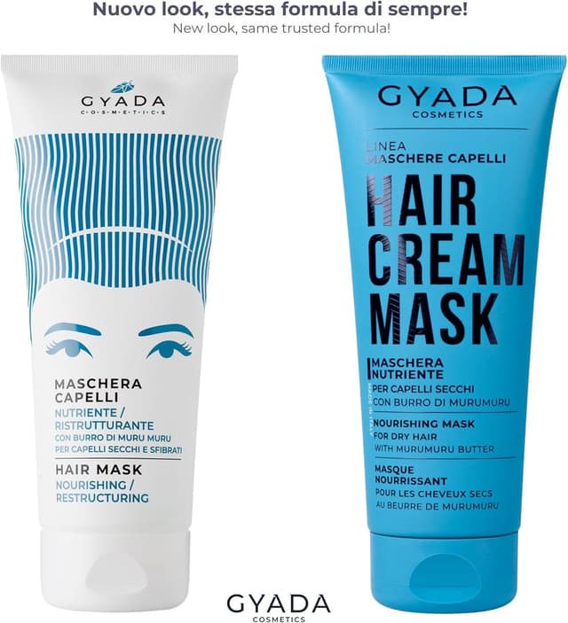 Detalle de GYADA COSMETICS Maschera Capelli Nutriente e Ristrutturante con Olio di Semi di Lino e Malva, 200 ml