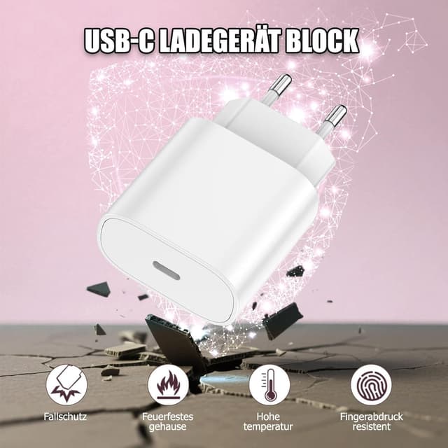 Detalle 2 de 2er-Pack iPad Ladekabel & 25W USB‑C iPad/iPhone Ladegerät (PD 3.0) mit 3M USB‑C Kabel