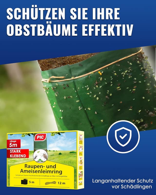 Detalle de PIC Leimringe für Obstbäume selbstklebend – 5 m Baumleimring gegen Ameisen & Raupen