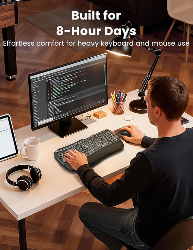 Detalle 2 de SABLUTE Ergonomic Wireless Keyboard and Mouse 4000mAh ⌨