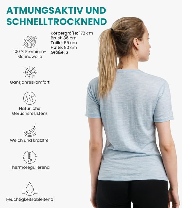 Detalle 2 de Merino.tech Merino Shirt Damen 18,5 Mikron