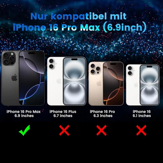 Detalle 2 de HWeggo 2+2Pack Privacy Screen Protector with Camera Lens Protectors for iPhone 16 Pro Max