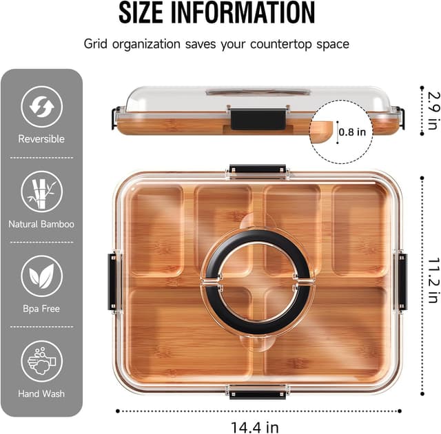 Thumbnail 2 de Renmxj Charcuterie Board with Clear Lid 6 Compartments