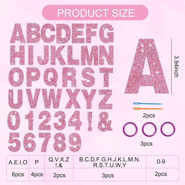 Thumbnail 1 de BEISHIDA 116-piece Glitter Pink Letter Banner Kit 🎉