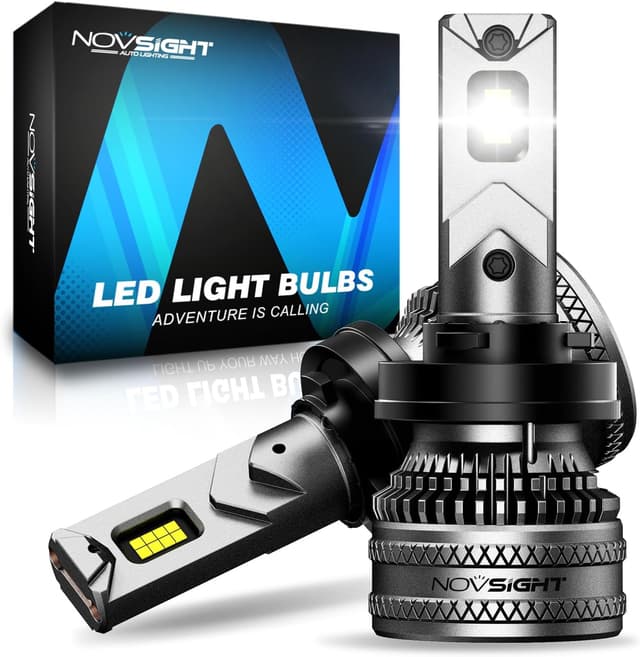 Detalle de NOVSIGHT H11 LED Headlight Bulbs (H11) with Fan, 6500K Cool White, IP68 Waterproof – Pack of 2