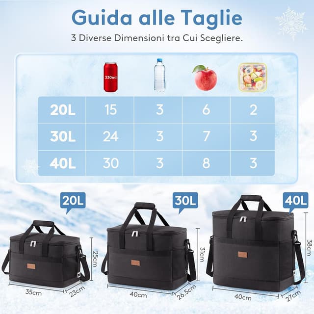 Detalle 2 de Lifewit Borsa Frigo 20L in tessuto termico (borsetta morbida) per pranzo, mare e viaggio
