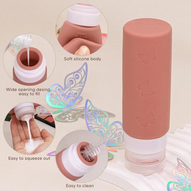 Detalle de PLUSYES set flaconi da viaggio in silicone (26 pezzi) per liquidi fino a 100 ml