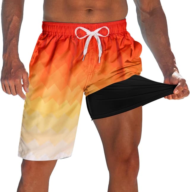 Detalle de Westwolf Men’s Swim Trunks with Compression Liner (9" Quick Dry Board Shorts)