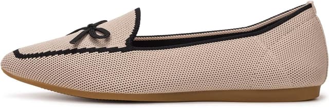 Detalle de Frank Mully Loafer Flats für Damen aus Strickstoff – waschbare Ballerina-Schlüpfer mit Schleifen