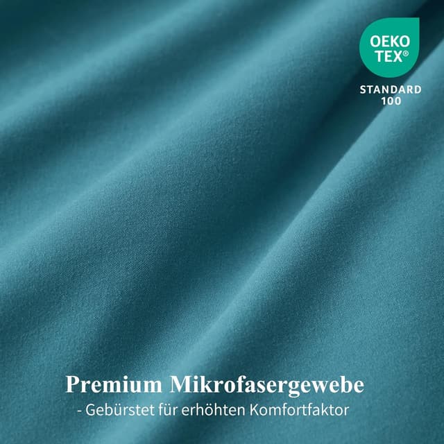 Detalle 2 de Aisbo Bettwäsche 135x200 4-teilig Türkis Grau (Wendebettwäsche, ÖKO‑TEX, Mikrofaser)