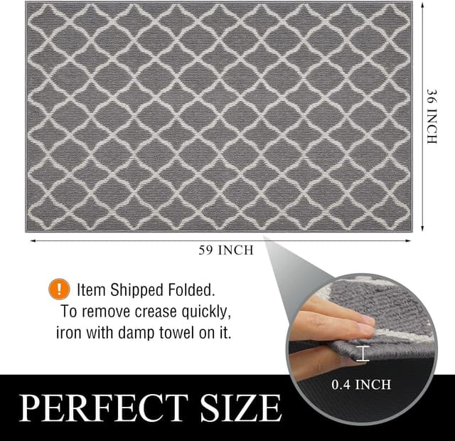 Detalle 2 de SHACOS Large Door Mats 36"x59" Indoor Washable Non-Slip Entryway Floor Mat (Light Gray)