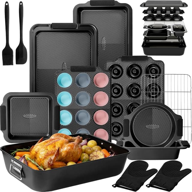 Detalle de Kikcoin 25 PCS non-stick baking pans set
