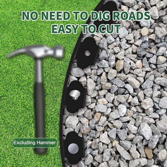 Detalle de Kit de bordure de jardin flexible YEEBECA (10 cm de hauteur, 20 m de longueur) avec 60 piquets