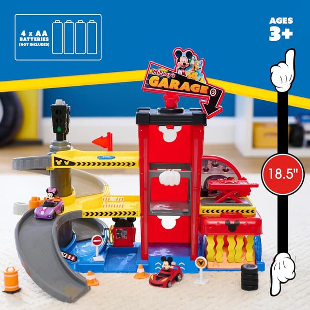 Detalle de Disney Junior Mickey Mouse Ready to Race Garage & Track Playset (19-Piece) by Just Play