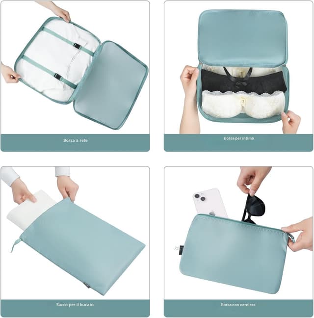 Detalle 2 de Set 10 cubi viaggio Bagail blu polveroso