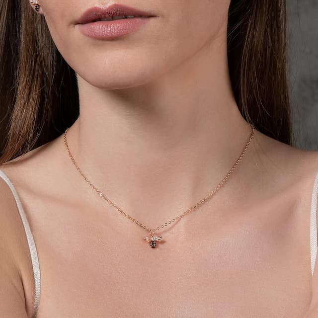 Detalle de namana Collana da donna con ciondolo a forma di ape, zirconi e smalto nero