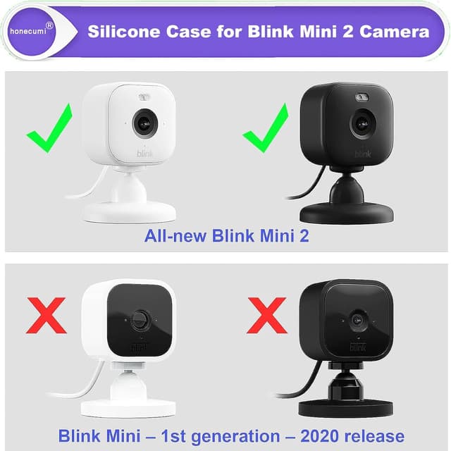 Detalle de honecumi Blink Mini 2 camera silicone skin case with sun shield (Black) — snug, weatherproof cover