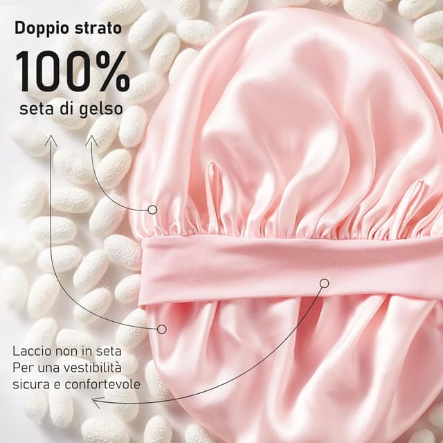 Detalle 2 de Cuffia notte in seta LitBear 22 momme