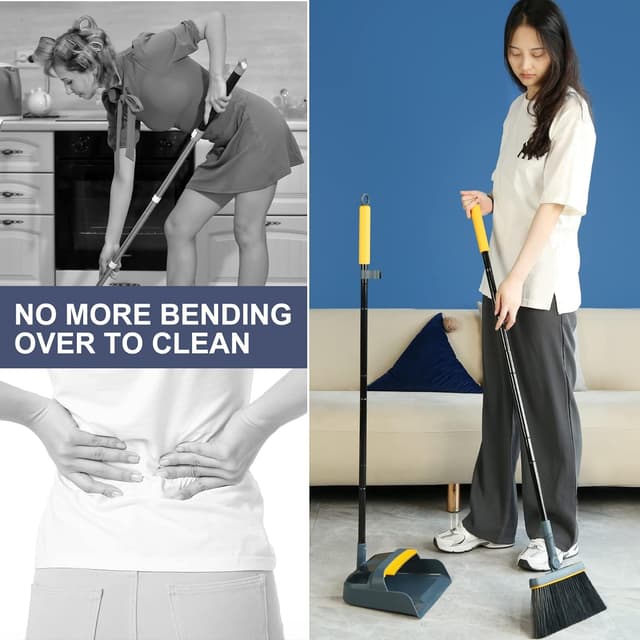 Thumbnail 2 de JEHONN Dustpan and Brush Set Long Handled 138cm