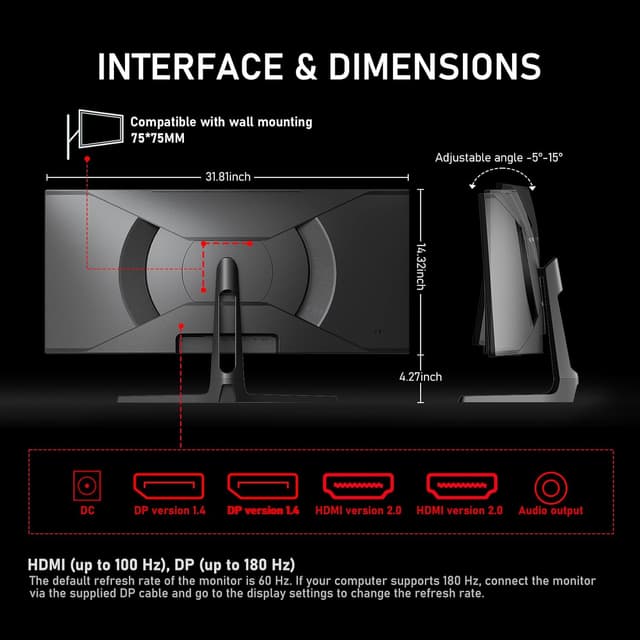 Thumbnail 6 de Gawfolk 34 Inch Ultrawide Curved 180Hz Gaming Monitor