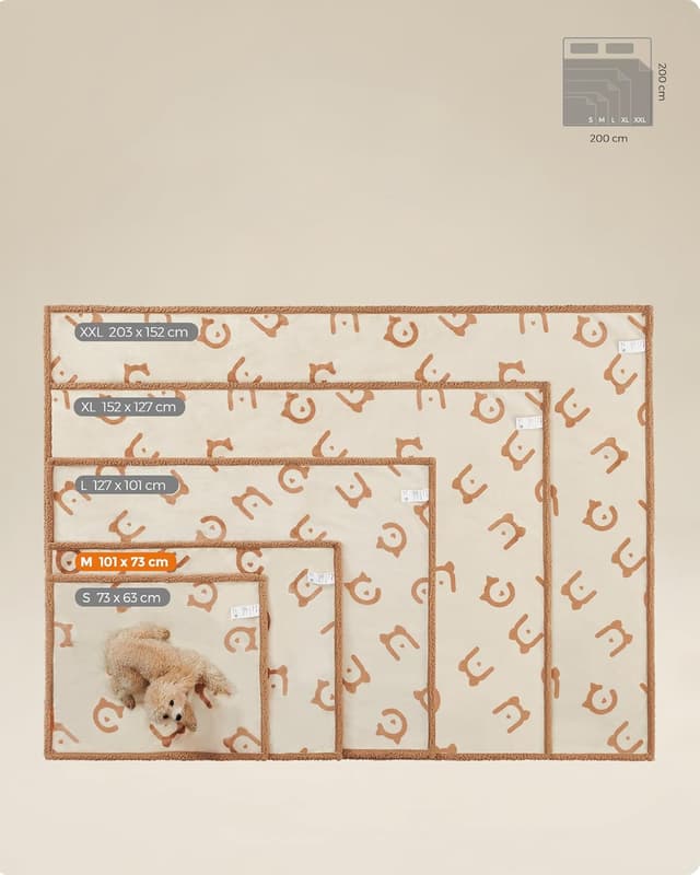 Detalle de Feandrea Waterproof Dog Blanket (Sherpa Fleece & Flannel) PPB040K01, 101 x 73 cm, M