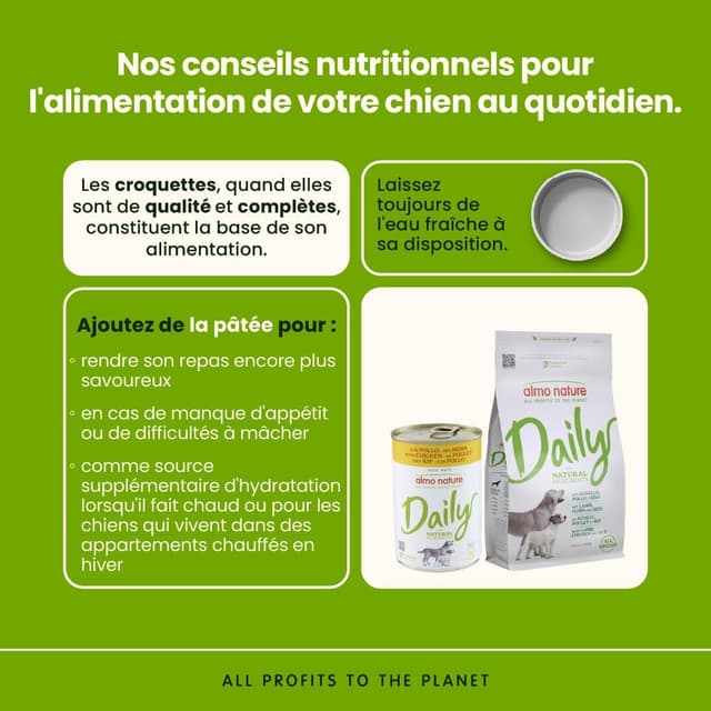 Detalle de almo nature Daily — Aliment humide pour chiens au poulet (24 x 400 g)