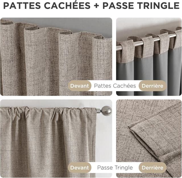 Detalle 1 de Joydeco rideau occultant en lin 140x260