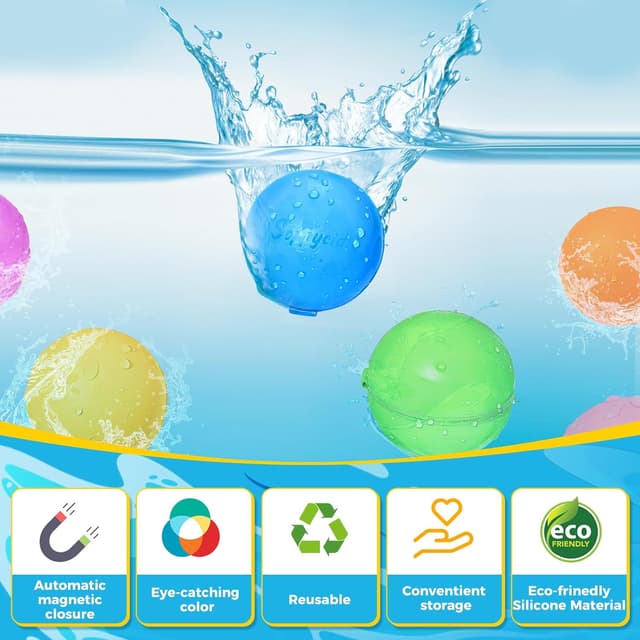 Thumbnail 6 de 12PCS Reusable Water Balloons — Quick Fill Self-Sealing Water Splash Bombs for Kids (Ages 4–12)