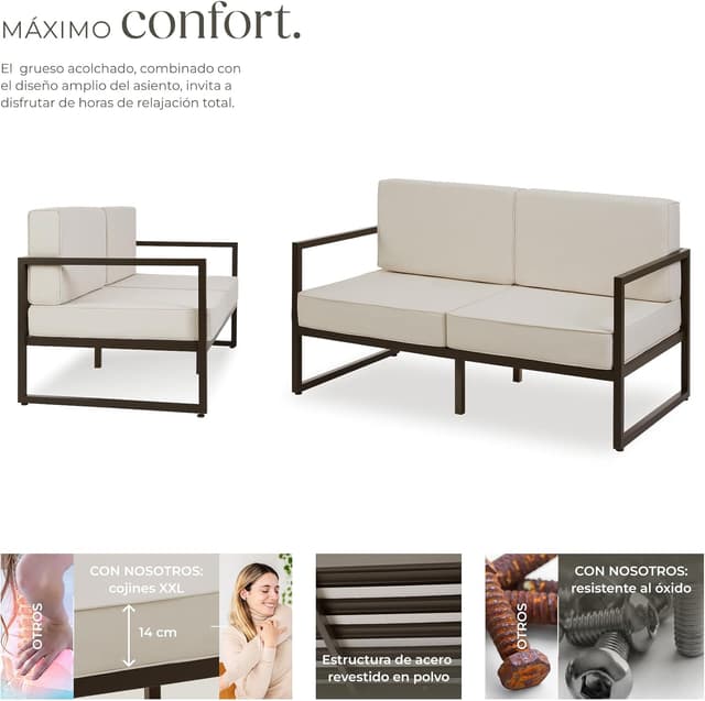 Detalle 2 de tectake Conjunto jardín exterior 2 plazas