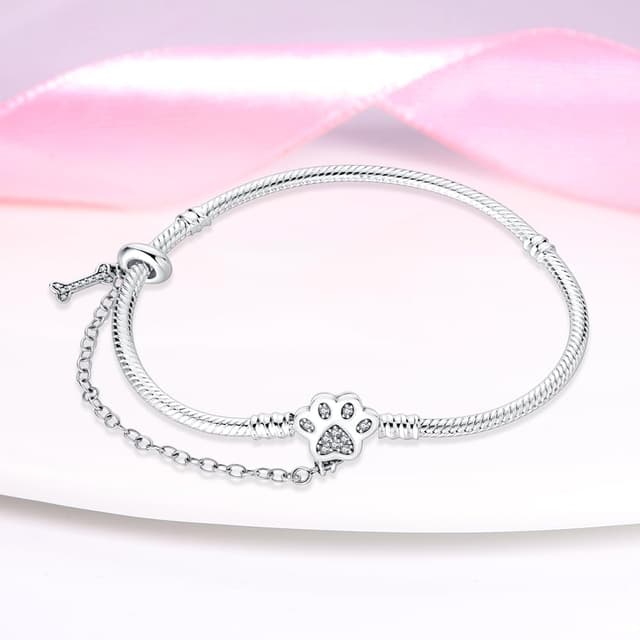 Detalle de LNQOBU Damen-Armband aus 925 Silber mit Schlangen-Charm und funkelndem Herzverschluss