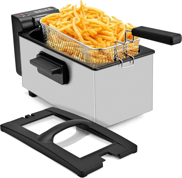 Detalle de Pukomc 3-Liter Deep Fryer (1500W) with Adjustable Temperature, Viewing Window & Dishwasher-Safe Parts