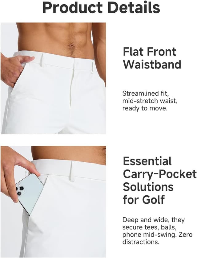 Detalle 2 de SNOWTEN Men’s Classic Fit 7/9/11-Inch Golf Shorts with Lightweight Stretch & 4 Pockets