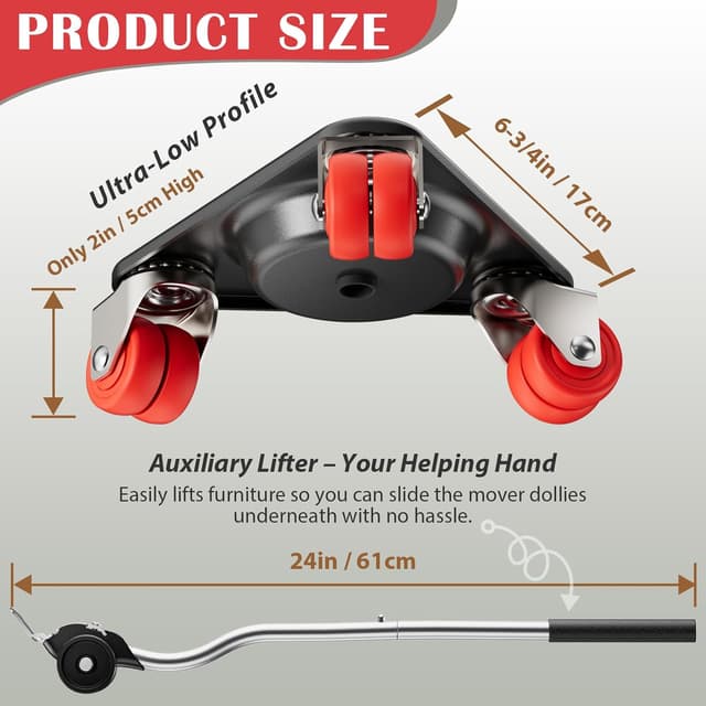 Detalle de ONEON Möbeltransportrollen Set 600 kg