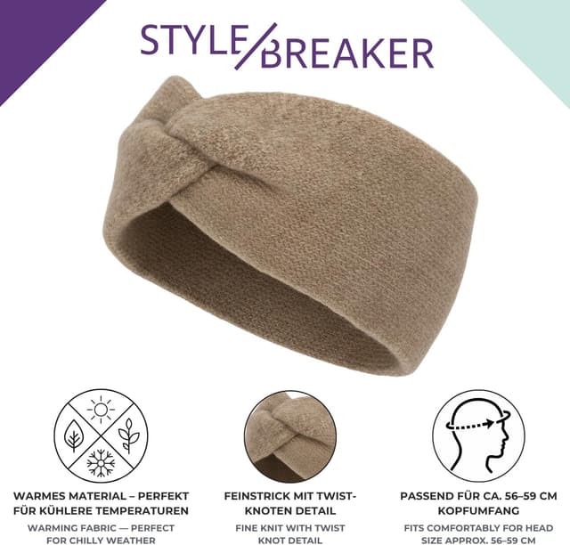 Thumbnail 2 de styleBREAKER Fascia per capelli marrone 56-59 cm